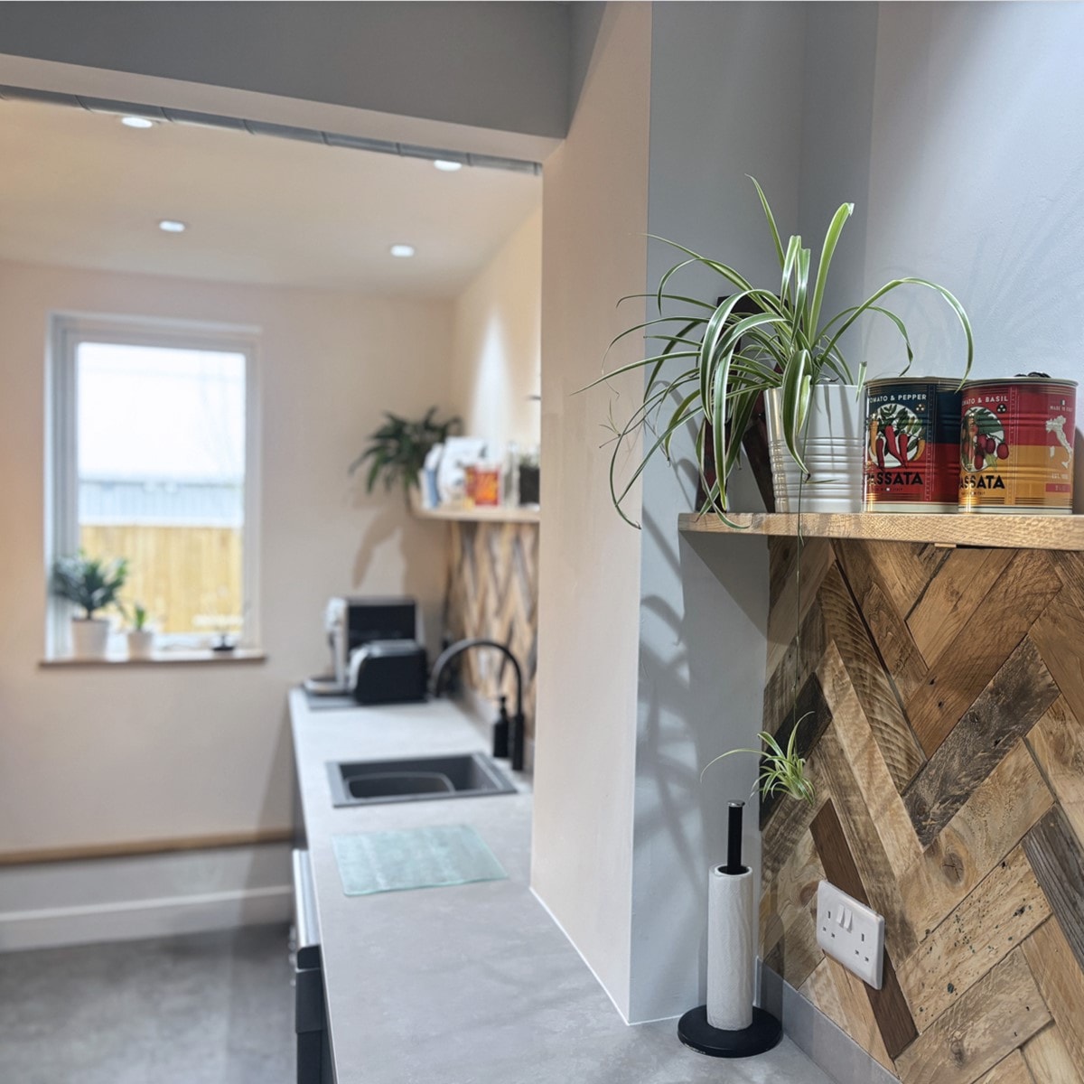 A close up photo and decorative cans